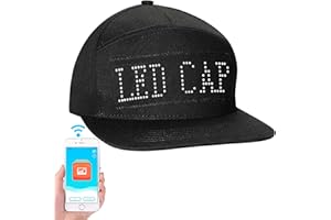 LIOVODE LED Hats,LED Caps Display Message Bluetooth Editable Cool Hat for Party Black