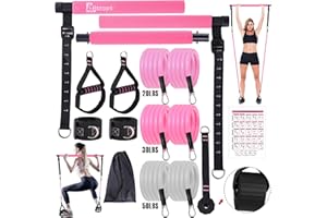 Bbtops Pilates Bar Kit with Resistance Bands,Pilates Bar with Stackable Bands Workout Equipment for Legs,Hip,Waist and Arm,Exercise Fitness Equipment for Women & Men Home Gym Yoga Pilates