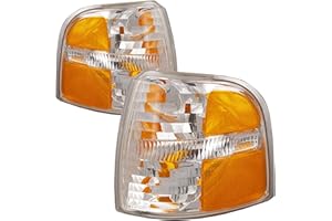 HEADLIGHTSDEPOT Chrome Housing Park Lights Compatible with Ford Explorer 2002-2004 Includes Left Driver and Right Passenger Side Park Lights