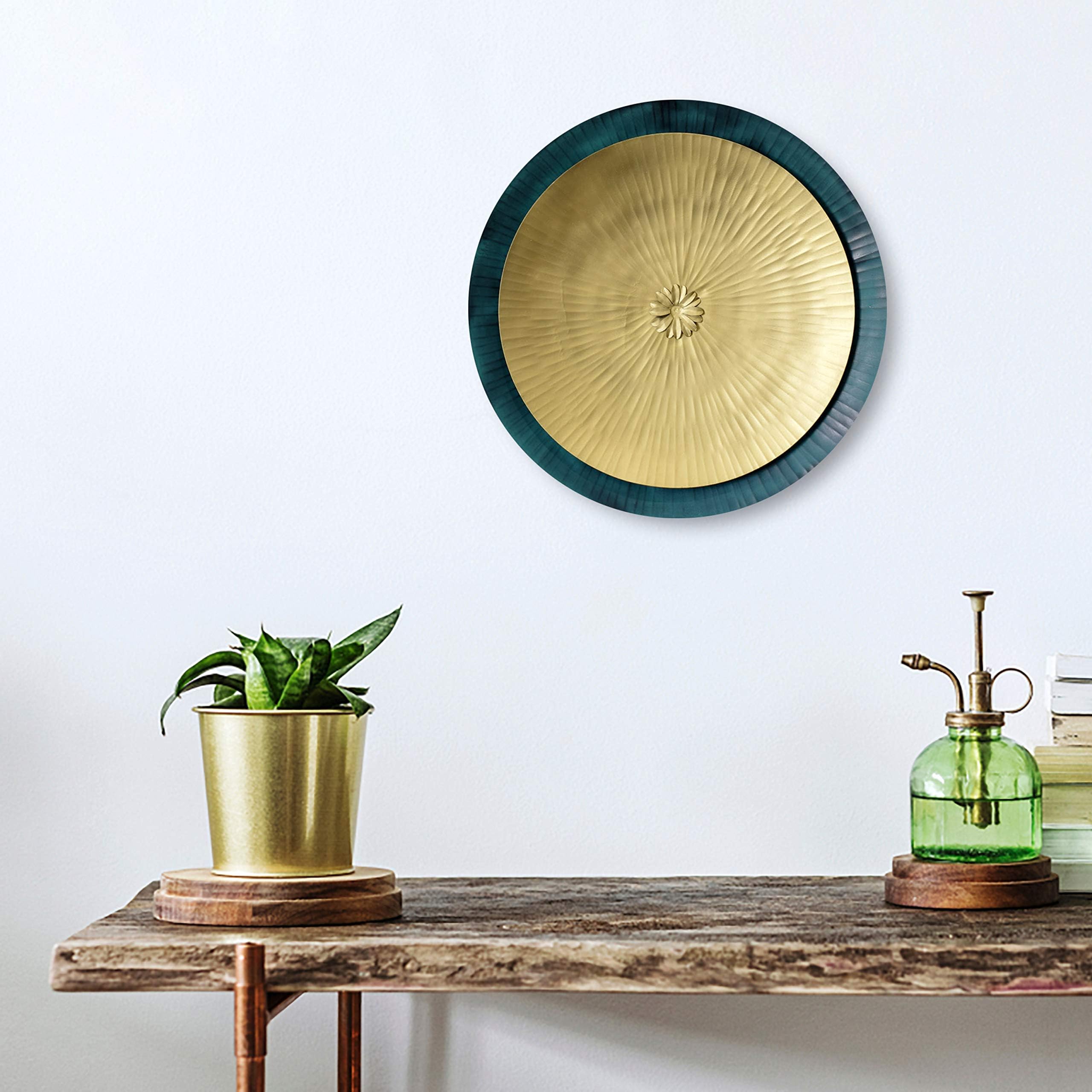 Fanusta Antonia Green Double Disc Metal Wall Art Medium