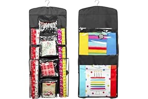 Joyful Moose Gift Bag Organizer Wrapping Paper Storage Container Christmas Gift Wrap Holder (Black)