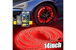 AddSafety 4PCS 14inch RGB LED Wheel Ring Light Kit Bluetooth Control w/Turn Signal and Braking Function can Controlled by Remote and APP