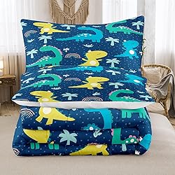 NINENINE Dark Blue Dinosaur Comforter Sets,Full