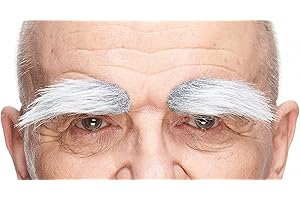 Mustaches Self Adhesive Fake Eyebrows, Novelty, Bushy Eyebrows False Facial Hair, Costume Accessory for Adults,Gray with White Color
