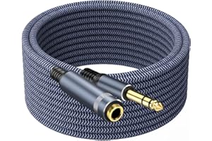 TAISUSAN 1/4 Inch Male to Female Stereo Extension Cable, 10ft, Compatible with Headphones, Guitars, Amplifiers, Mixers, Speak