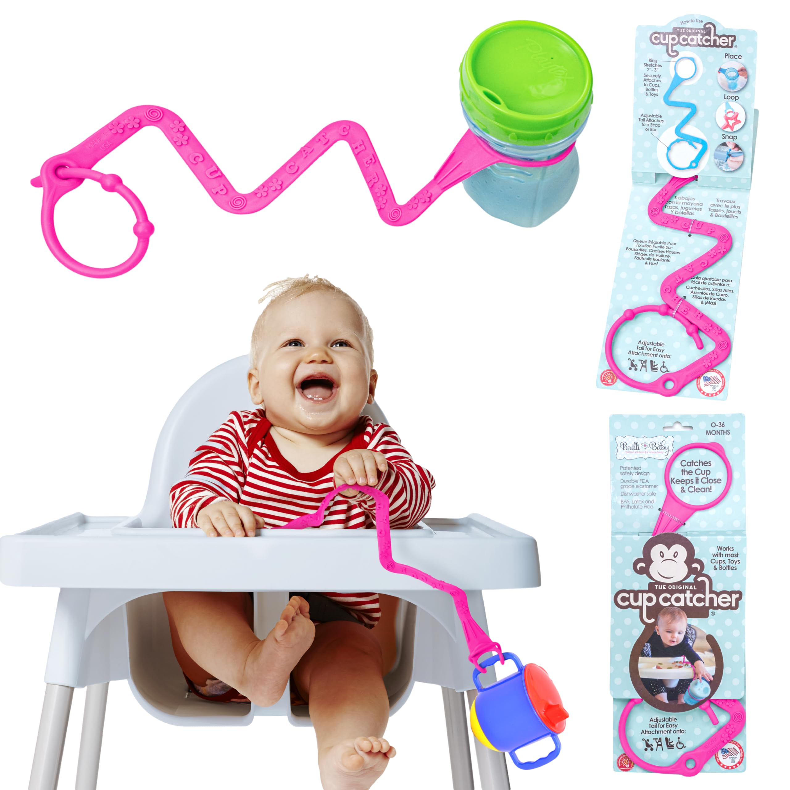 Brilli Baby Cup Catcher by - Catches The Cup, Keeps It Close & Clean! … (Pink)