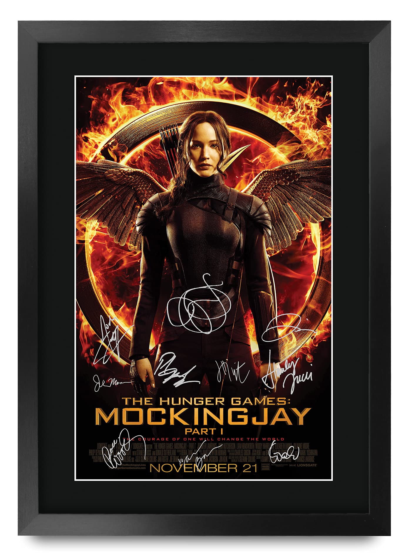 HWC Trading FR A3 The Hunger Games 3 Mockingjay Part 1 Jennifer Lawrence Gifts Printed Poster Signed Autograph Picture for Movie Memorabilia Fans - A3 Framed
