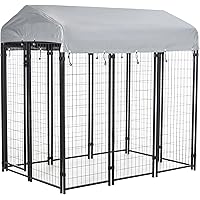 PawHut Outdoor Dog Kennel with Roof, 6' x 4' x 6' Heavy Duty Welded Wire Dog Playpen Enclosure with Escape-Proof Lock, UV-Res