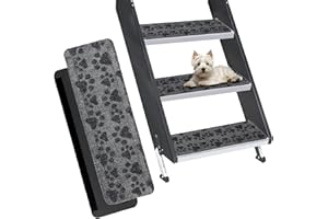 RUNROLE RV Step Covers 3 Pack Embossed Camper Stair Rugs Non Slip Carpet for Mobile Home - 24x7.5 Inches, Paws Patterns