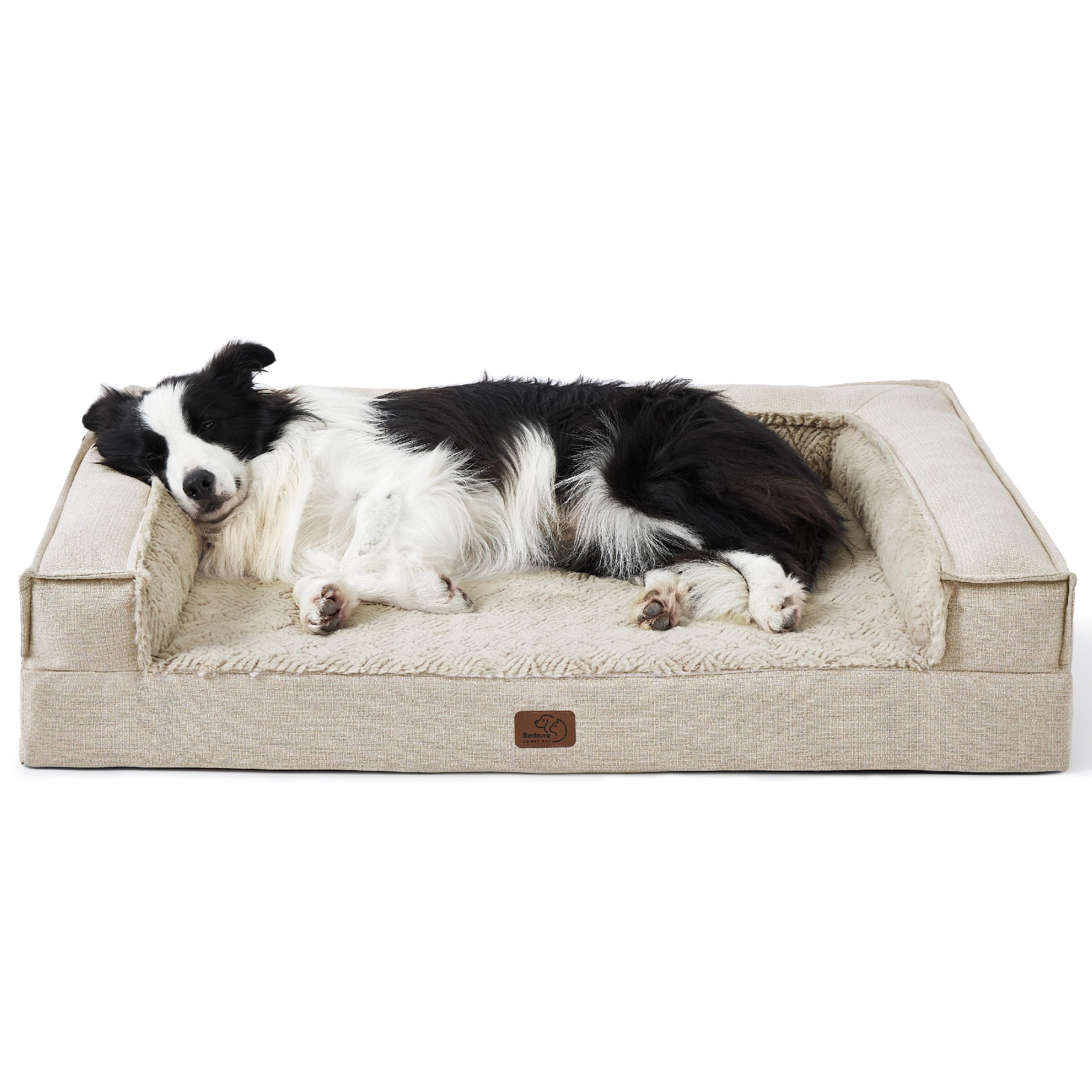 Luxurious Velvet Orthopedic Dog Bed in Beige