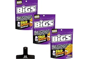 BIGS Taco Supreme Flavored Sunflower Seeds - 5.35 oz Bags (Pack of 3) - With Mighty Merchandise Bag Clip