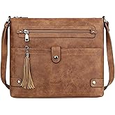 FADEON Large Crossbody Purses for Women Crossbody Bag, Designer Leather Cross Body Purses Multi Pocket Shoulder Bag