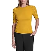DKNY Womens Short Sleeve Crew Neck Blouse