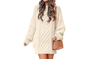 ANRABESS Womens Sweater Dress Oversized Cable Knit Chunky Long Sleeve Short Dresses 2025 Fall Outfits Vacation Winter Clothes