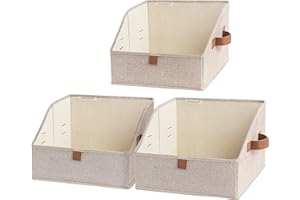 StorageWorks Closet Storage Bins, Trapezoid Organizer Box for Shelves, Fabric Clothes Bin,Foldable Organizing Baskets with Ha