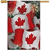 Louise Maelys Canadian Flag 28x40 Double Sided Vertical, Burlap Small Happy Canada Day Welcome Banner Garden Yard House Flags