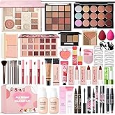 All in One Makeup Kit Makeup Set for Women Full Kit, Make Up Gift Set for Women Teens Girls, Makeup Essential Bundle Includes Eyeshadow Foundation Lipsticks Mascara Eyeliner Cosmetic Brush Set