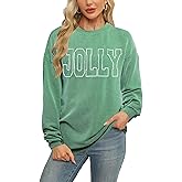 Women Merry Shirt Christmas Long Sleeve Shirt Merry Letter Print Pullover Holiday Sweatshirt Xmas Gifts Pullover Top