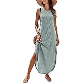 ANRABESS Women Maxi Dress Summer Casual Loose Sleeveless Sundress Coverup Beach Eyelet Dresses 2026 Vacation Travel Outfits