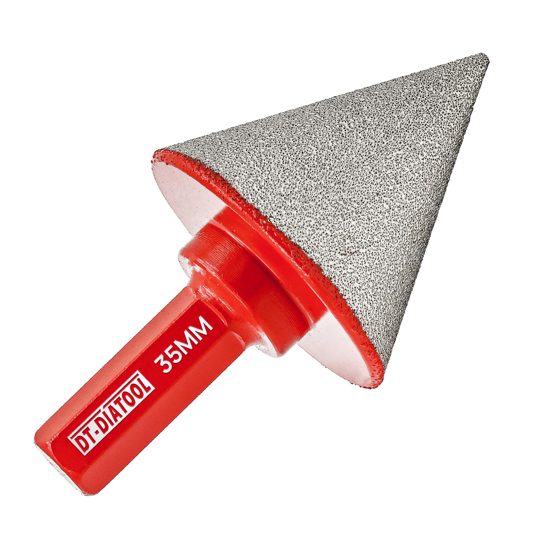 DT-DIATOOL Diamond Beveling Chamfer Bit 35mm with Hex Shank for Enlarging Trimming Shaping Existing Holes of Granite Marble Porcelain Tiles — image 1