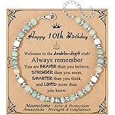 JoycuFF 𝗕𝗶𝗿𝘁𝗵𝗱𝗮𝘆 𝗚𝗶𝗳𝘁𝘀 𝗳𝗼𝗿 𝗪𝗼𝗺𝗲𝗻 Amazonite Moonstone Bracelet, Happy Birthday Present Love Protection Strength Confidence Meaningful Bracelets for Women