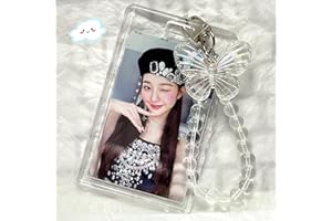 DYLLGL Acrylic 3 Inch Credit Id Bank Card Bus Card Student Card Kpop Photocard Holder Butterfly Pendant Keychain Badge Holder (Butterfly)