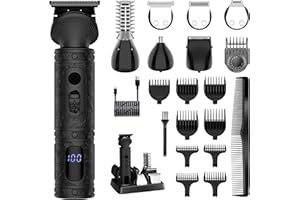 Scttomon Beard Trimmer for Men Professional Mens Beard Grooming Kit T-Blade Trimmer Electric Shaver Razor Nose Body Trimmer Hair Cutting Kit Cordless 7 in 1 Black