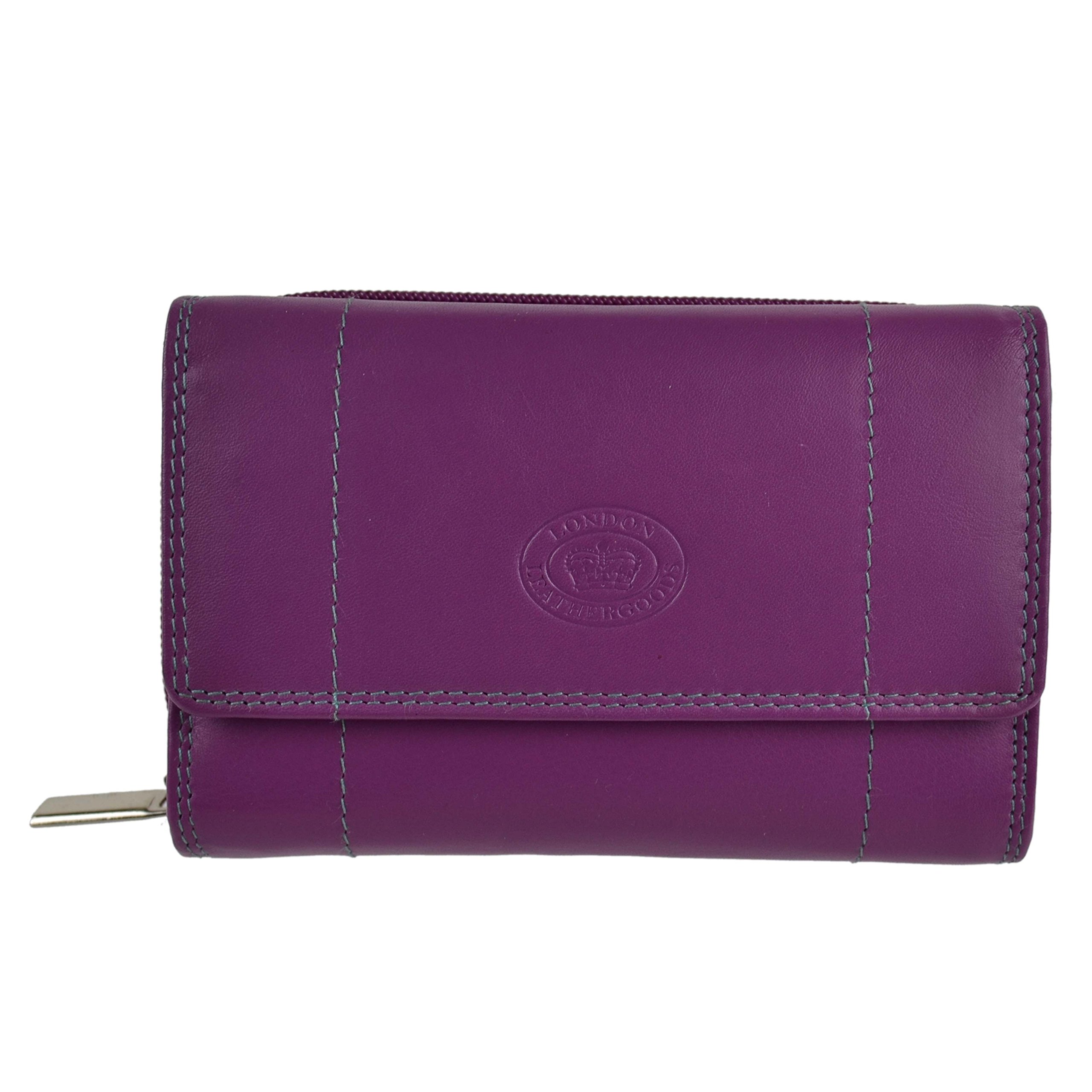 London Leather Goods Ladies Leather Purse/Wallet 17 Credit Card Slots (Sunset)