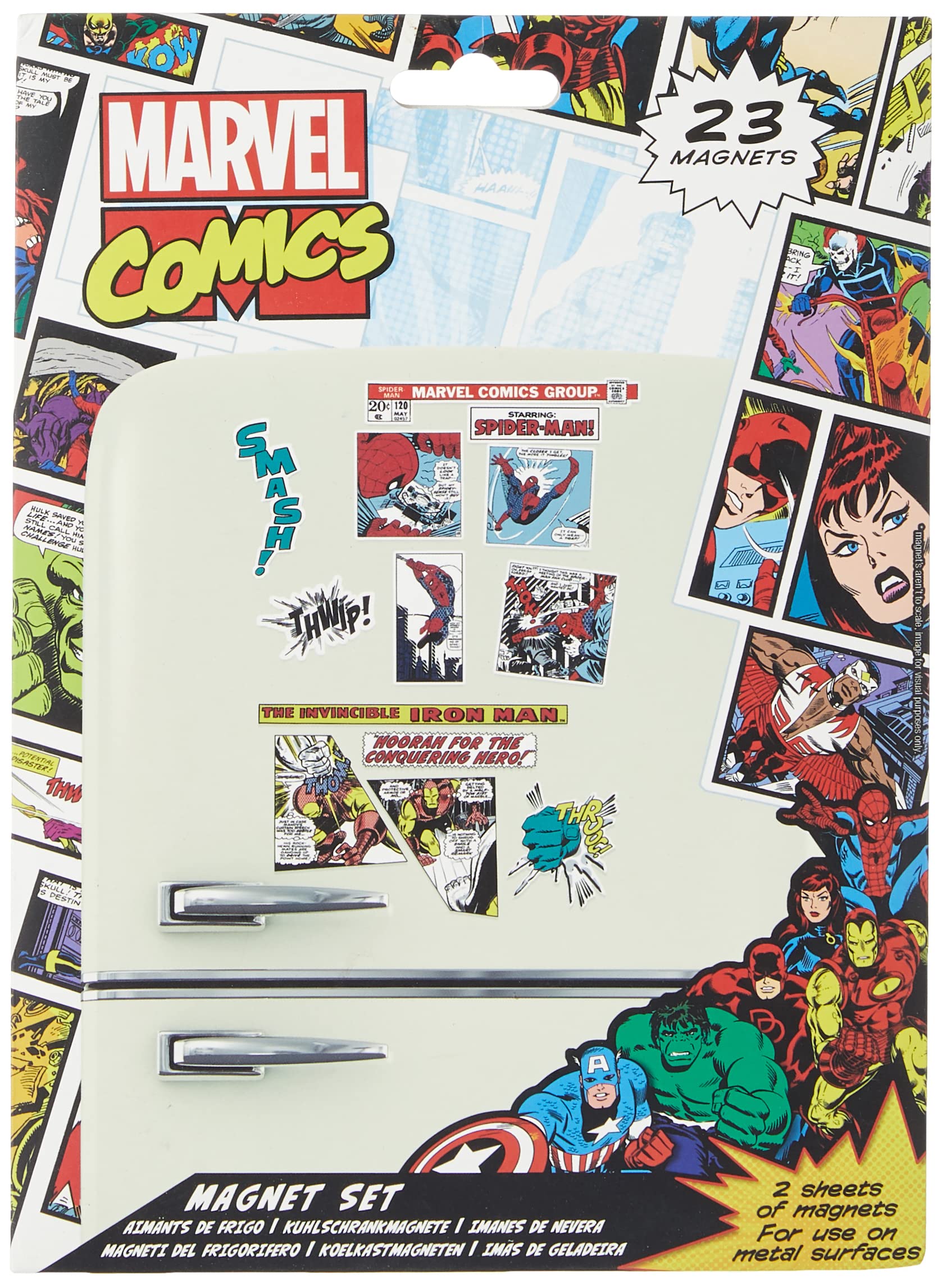 Marvel Comics Fridge Magnet Set (Heroes Design), 24 Pieces - Official Merchandise