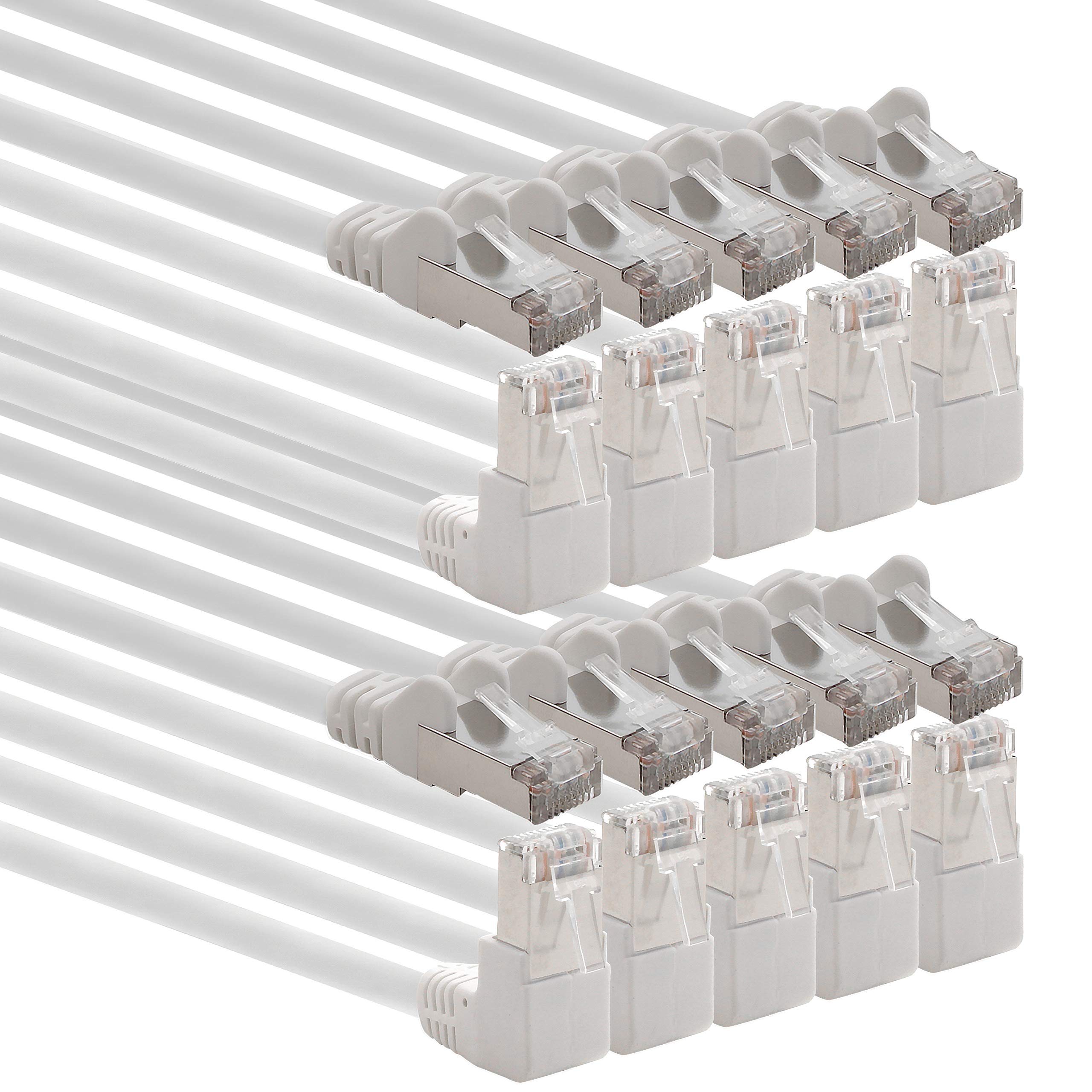 1aTTack.de 366172 Cat.6 network cable angle 90 degrees 1m - white - pack of 10 - Cat6 patch cable (SFTP PIMF) 1000Mbit/s Rj 45 connector - 10 x 1m meter white