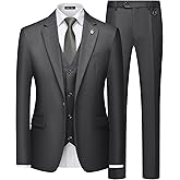 MAGE MALE Mens Suits Slim Fit 3 Piece Tuxedo Suit One Button Solid Prom Wedding Party Blazer Vest Pants Set with Tie