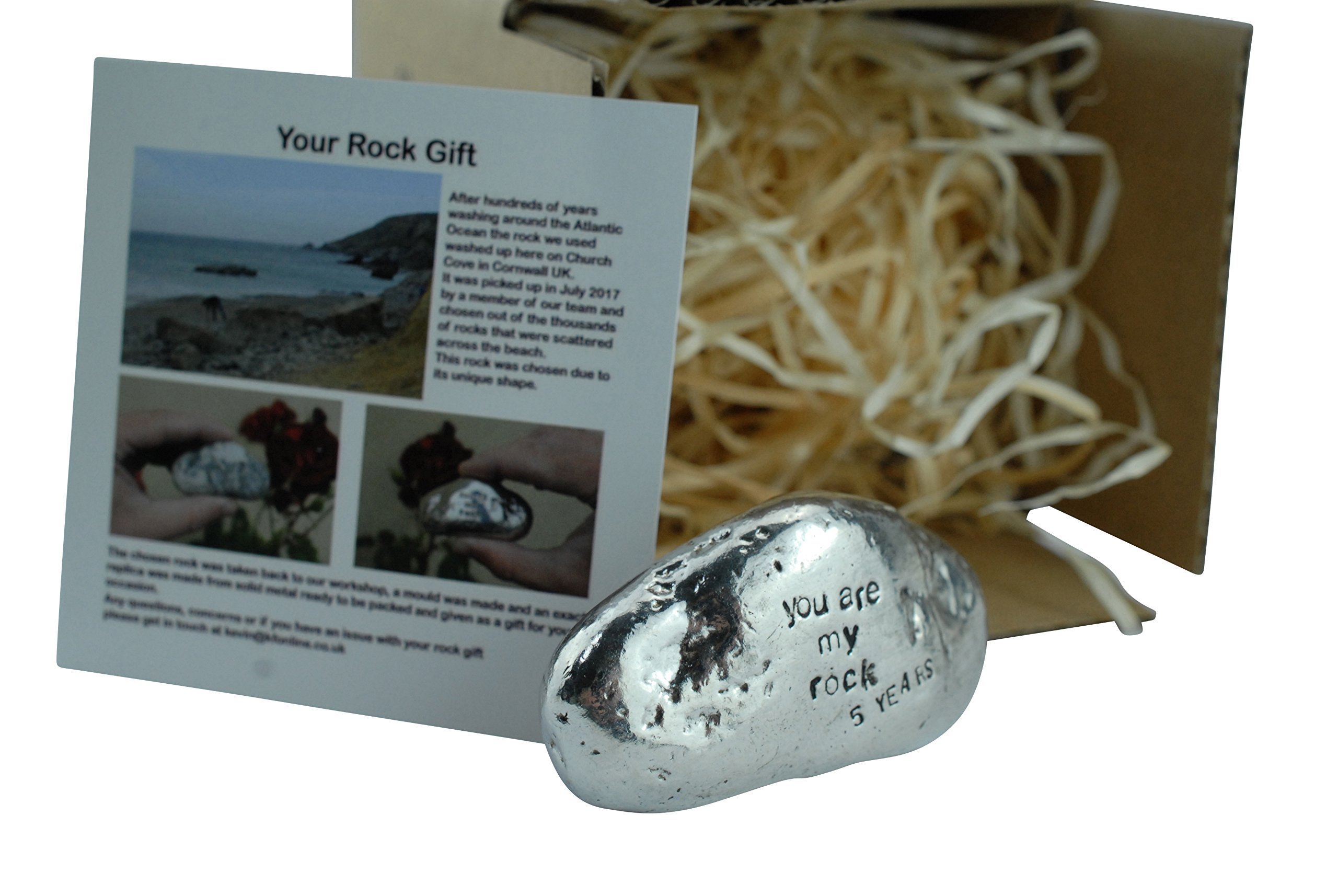 Pirantin 5th Anniversary You Are My Rock Gift Idea - Solid Metal Heavy Polished Rock Gift for 5 Year Anniversary