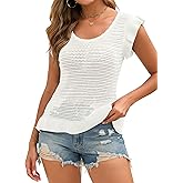 ZAFUL Womens Summer Short Sleeve Sweater Vest Ruffle Knit Tank Top Pullover Crop Tops Crochet Cami Shirts