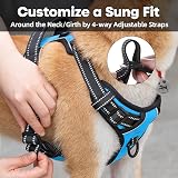 PoyPet No Pull Dog Harness Reflective Vest with 2 Leash Attachments (Blue, L) view 5