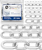 NietFullThings Stainless Steel Short Link Chain 316 Marine Grade 3 mm Pack 3