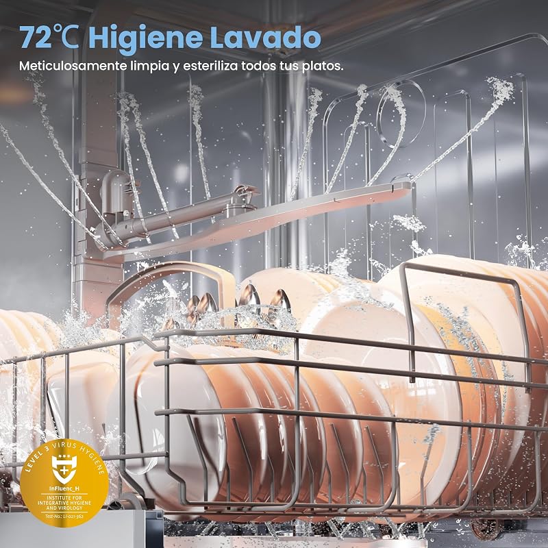 COMFEE' CDWPF1201PS Máquina de lavar louça de instalação gratuita, 60 cm, 12 configurações de lugar, início atrasado, função de meia carga, cestas flexíveis, aço inoxidável, 49 dB, controle de botão