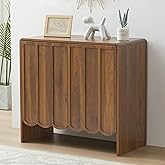 ORRD Accent Sideboard Buffet Cabinet, Storage Cabinet with 2 Doors, Farmhouse Wood Cabinet with Adjustable Shelves and Wave P