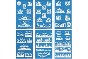 Puocaon Christmas Polymer Clay Silk Screen - 6 Pcs Christian Nativity Scene Silk Screen Stencils for Polymer Clay Earrings Jewelry Forest Moose