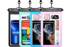 AUSSUMY 4 Pack 10.5“ Large Waterproof Phone Pouch - Underwater Clear Cell Holder - Universal Water Proof Dry Bag with Neck Lanyard for iPhone 17 Pro Max Samsung Galaxy with Heavy Case for Beach Swimming Pool