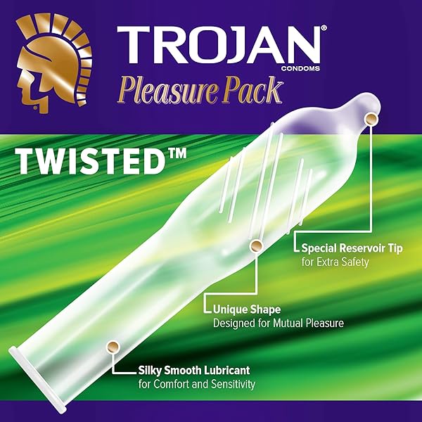 TROJAN PLEASURE VARIETY PACK LUBRICATED CONDOMS – 12 COUNT