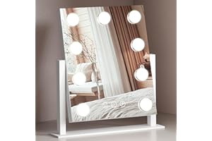 PUKANIUM Vanity Mirror with Light, Hollywood Vanity Mirror with 9 Dimmable Led Bulbs and 3 Color Modes, Touchscreen Control, 