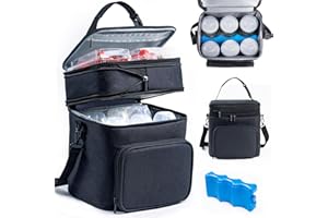 SFYBYHEART Breastmilk Storage Bag with Ice Pack for 6 Baby Bottles - Expandable Breast Pump Bag with Cooler for 6 Mam Bottles Up to 9 Ounce