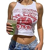 LQI Women's Tank Tops, Guitar Ribbed Summer Tops Sleeveless Y2K Crop Tops