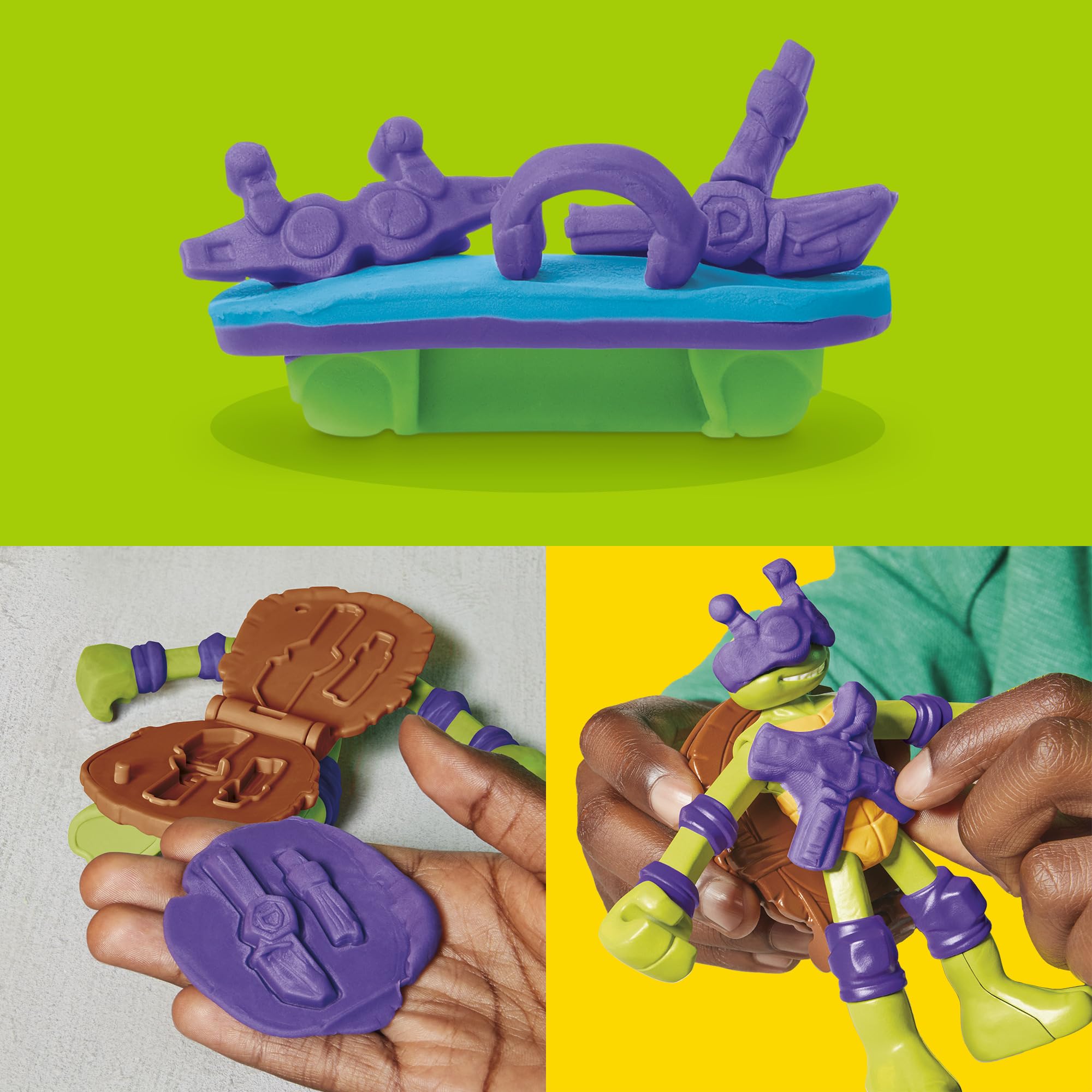 Play-Doh Teenage Mutant Ninja Turtles Mutationsstation Spielset, Bastel-Set für Mädchen und Jungen ab 4 Jahren zum Formen und kreativen Spielen mit 3 Dosen Knete 6