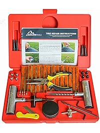 Boulder Tools - 56 Pc Heavy Duty Tire Repair Kit For Car, Truck, RV, Jeep, ATV, Motorcycle, Tractor, Trailer. Flat Tire Puncture Repair Kit