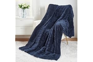 DREWIN Weighted Blanket Queen Size 60x80 inches, Toasty Soft Stylish Sherpa Bed Blanket 15lbs for Calming and Soothing, Fluffy Classy Decorative Heavy Blanket, Navy Blue