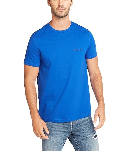 Nautica Men's Short Sleeve Crew Neck T-Shirt, Bright Cobalt Solid, X-Large