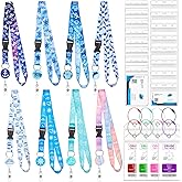 8 Pack Cruise Lanyards Set for Ship Cards, with Retractable Badge Reel Waterproof Luggage Tag Holders Id Card Holders, Sea-Themes Pattern for All Cruises Ticket Key Cards Luggage Tag