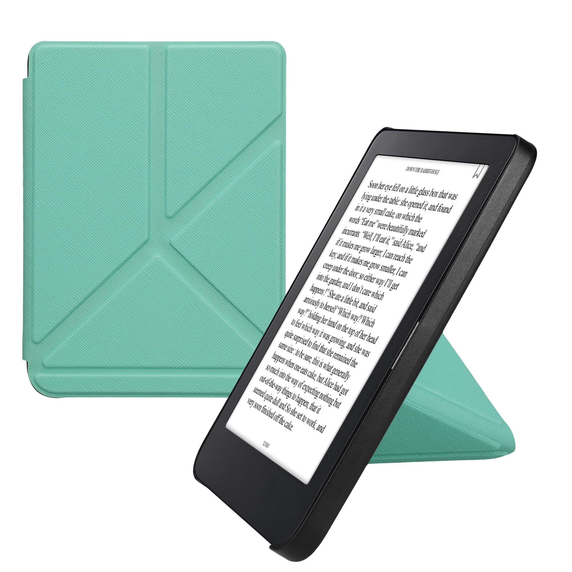 kwmobile Origami Cover for Kobo Clara 2E / Tolino Shine 4 Case - Slim PU Leather eReader Cover with Stand and auto sleep funktion - Mint