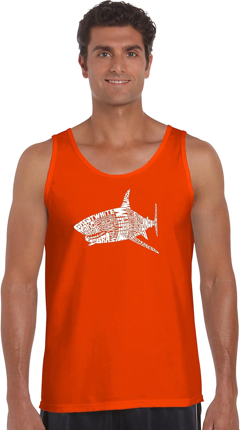 Men's Word Art Tank Top - Species of Shark- LA Pop Art